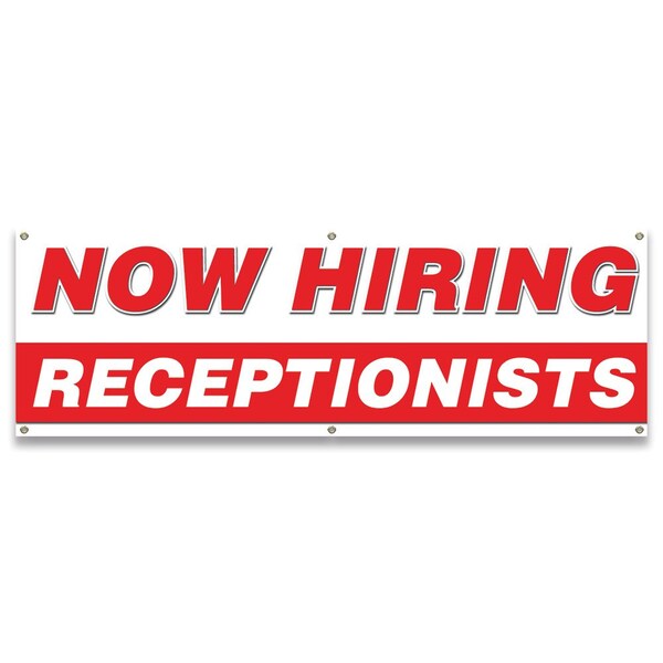 Now Hiring Receptionists Banner Apply Inside Accepting Application Single Sided